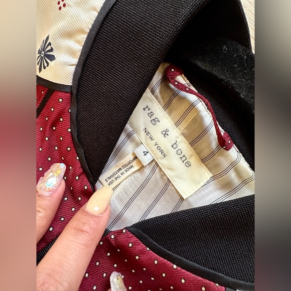 Rag & Bone Silk Print Bomber Jacket with Banded Trim US 4 - Picture 6 of 10